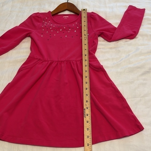 Gymboree Hot Pink Long Sleeve Girls Dress With Crystals Size 7 - Picture 7 of 7